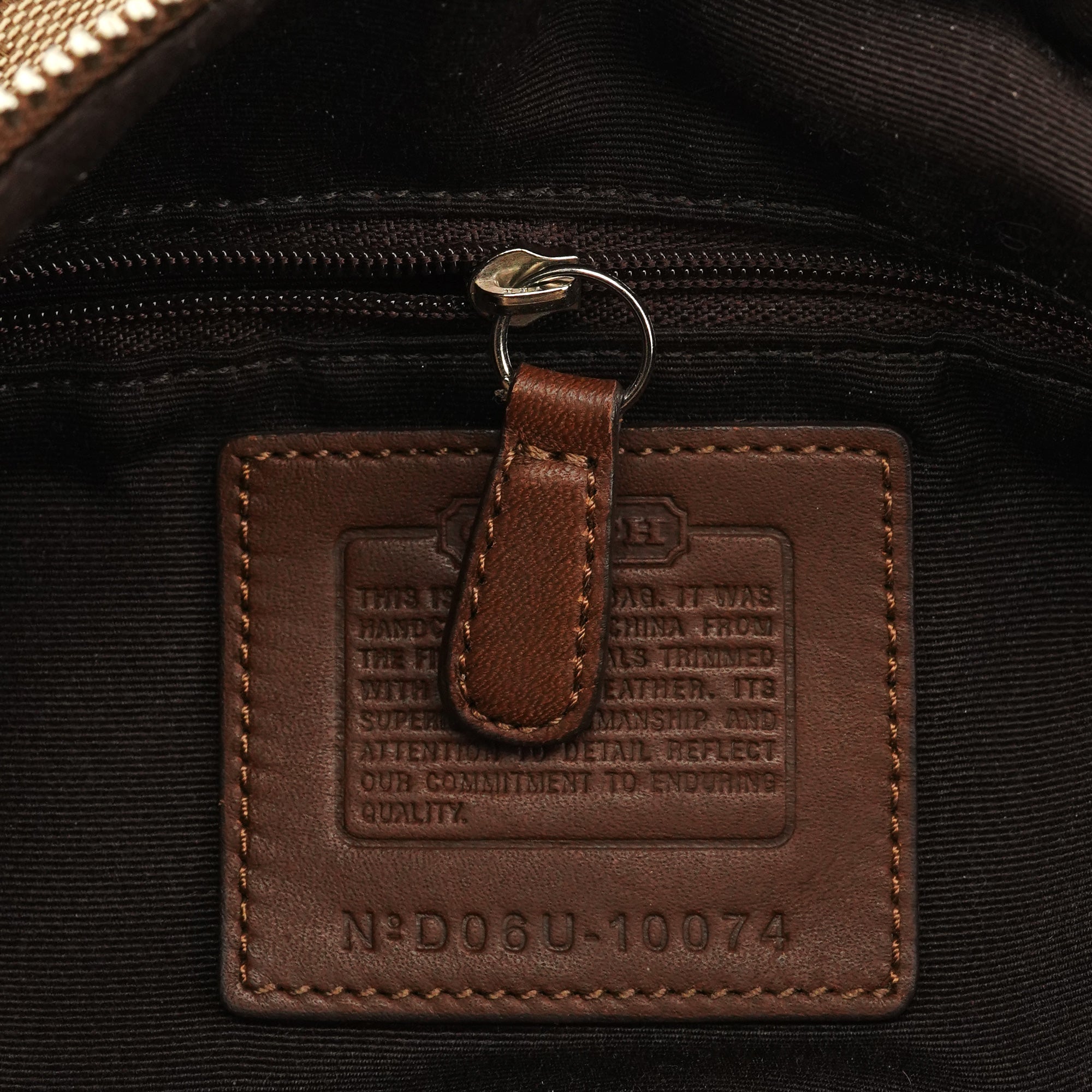 10074 Beige Brown Signature Hobo Shoulder Bag