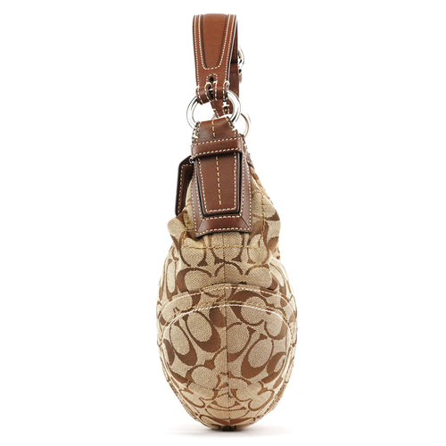 10074 Beige Brown Signature Hobo Shoulder Bag