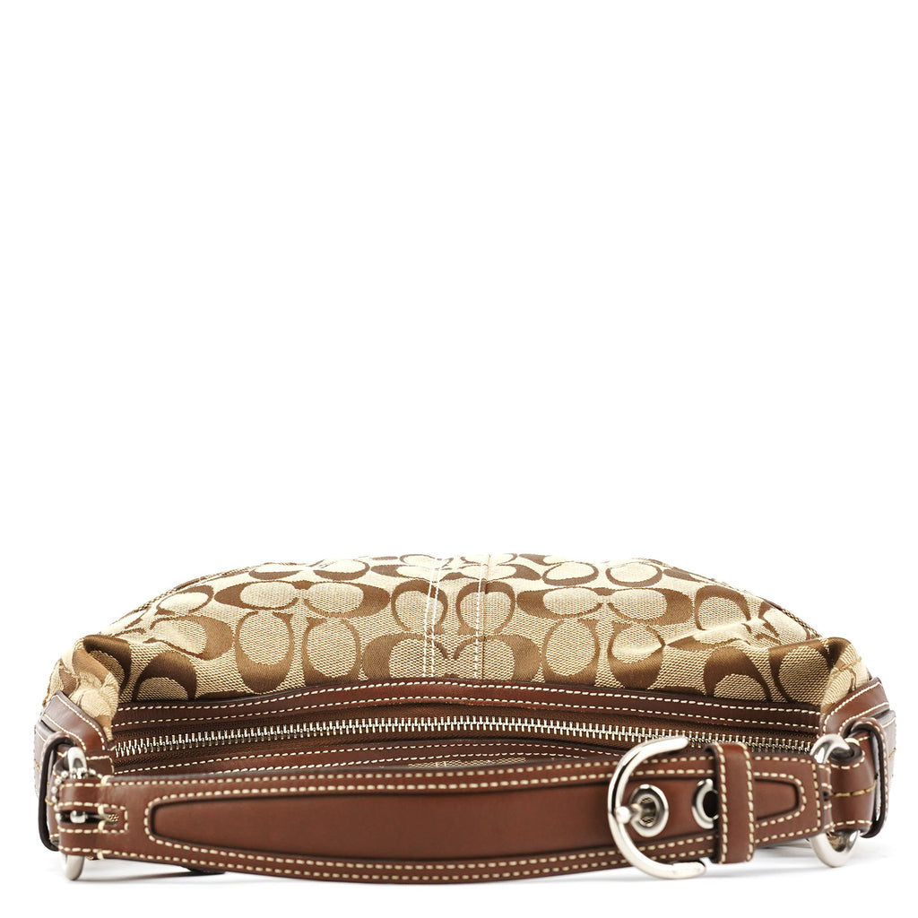 10074 Beige Brown Signature Hobo Shoulder Bag