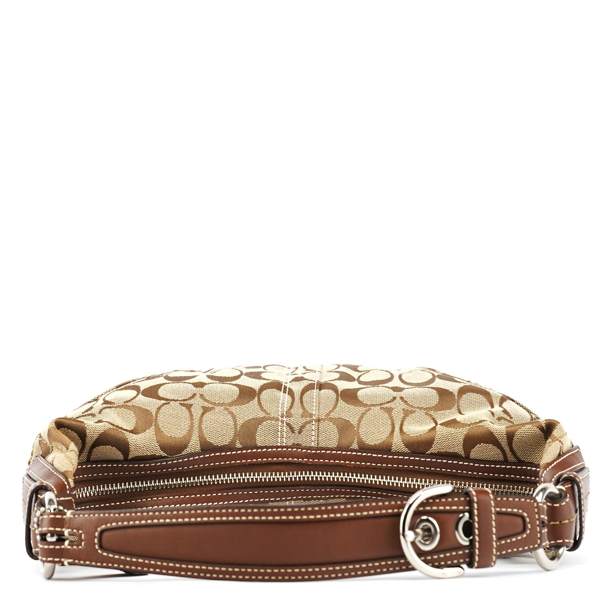 10074 Beige Brown Signature Hobo Shoulder Bag