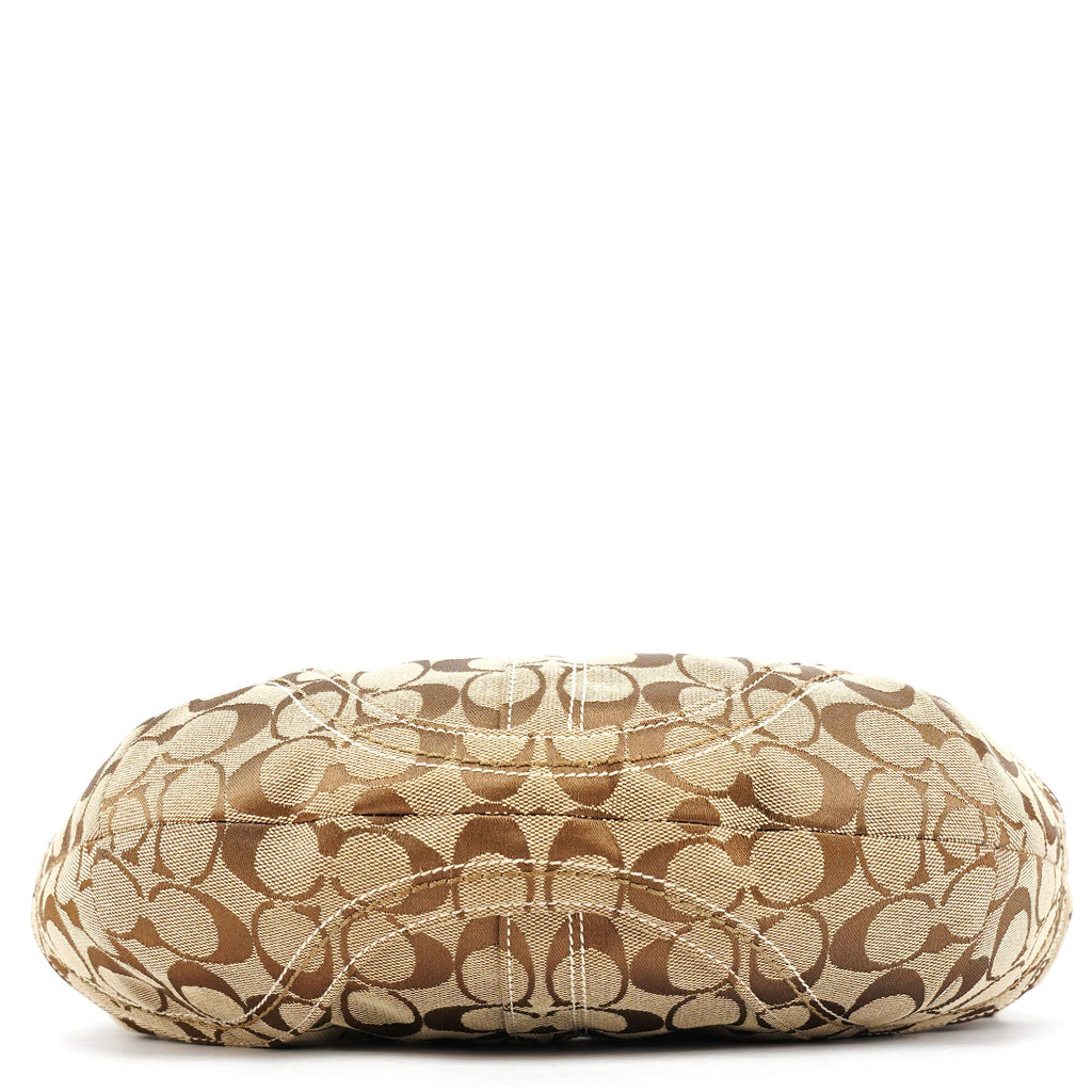 10074 Beige Brown Signature Hobo Shoulder Bag