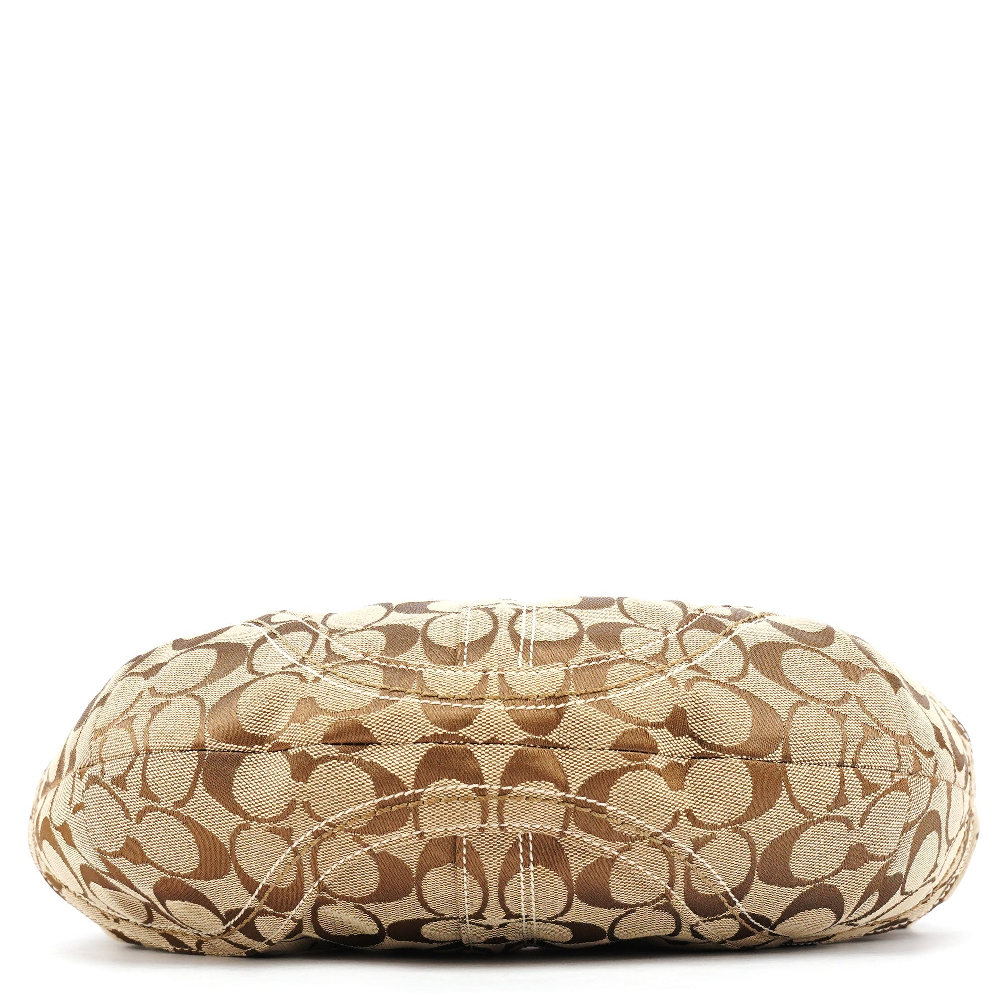 10074 Beige Brown Signature Hobo Shoulder Bag