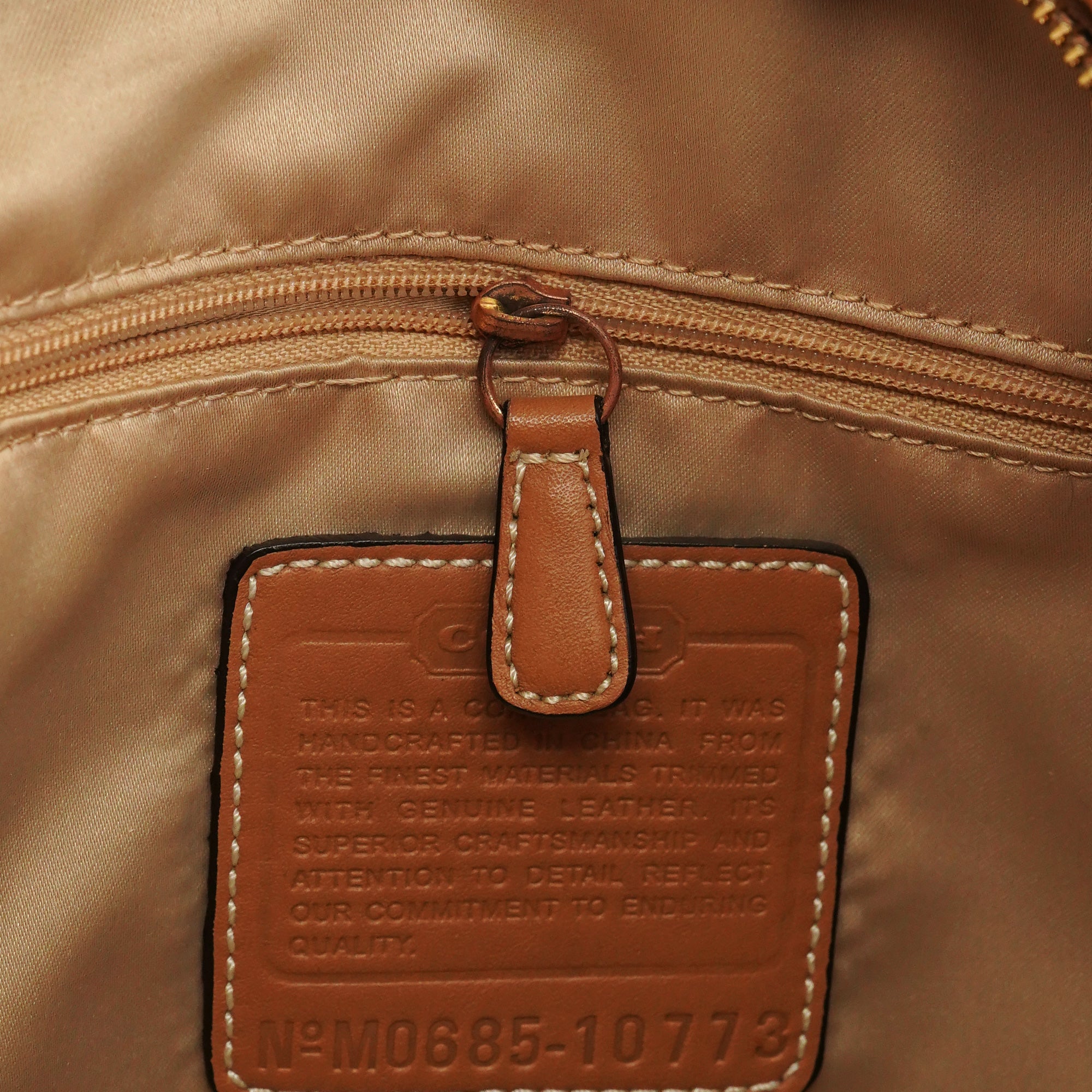 Beige Brown Signature Turnlock Shoulder Bag