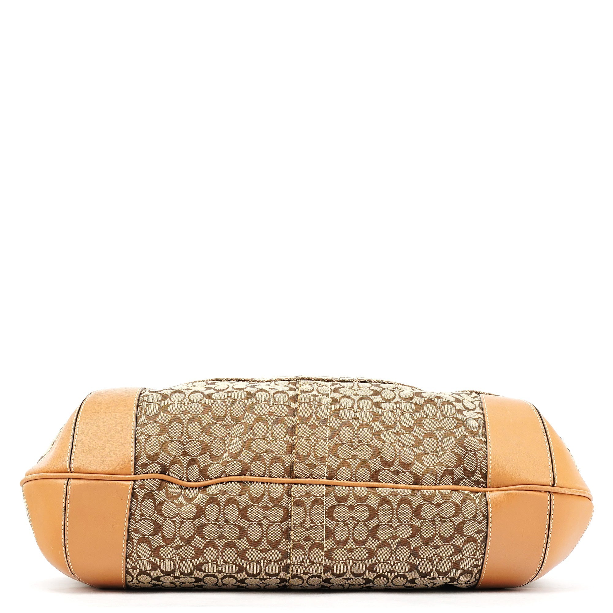 Beige Brown Signature Turnlock Shoulder Bag