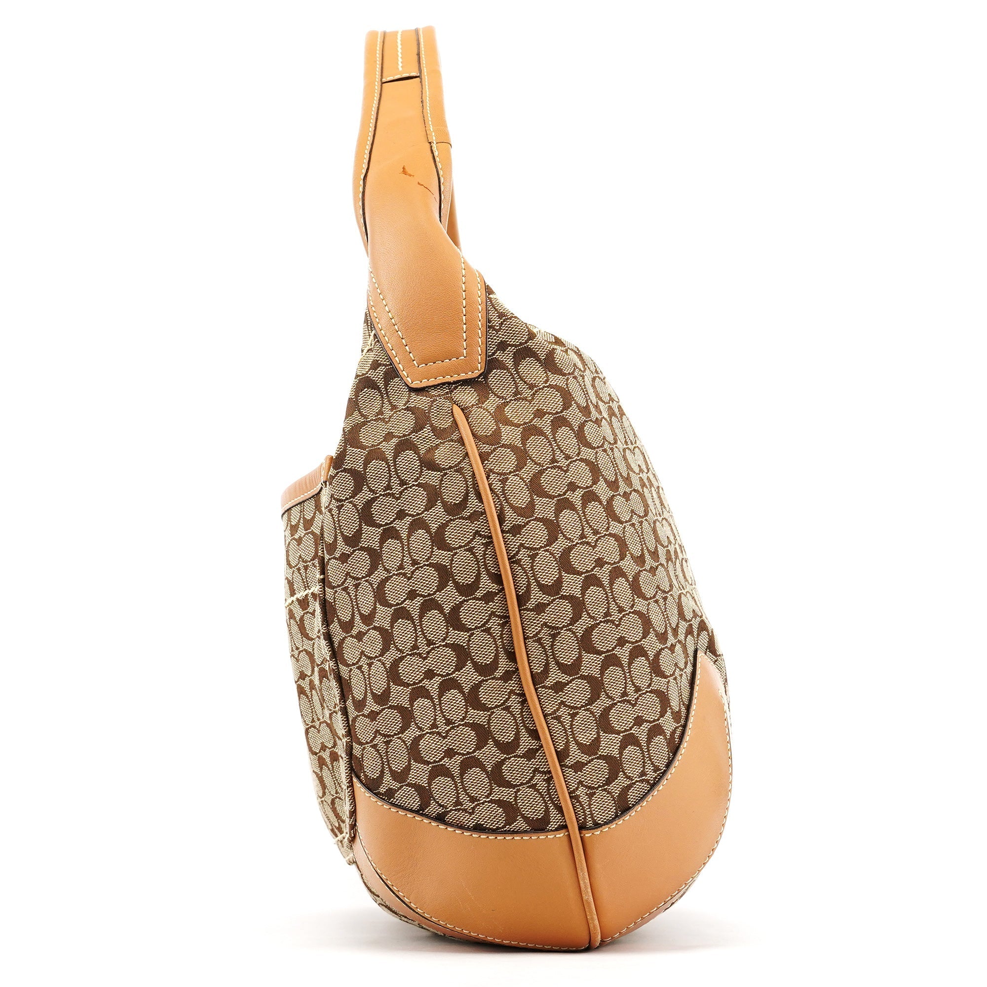Beige Brown Signature Turnlock Shoulder Bag