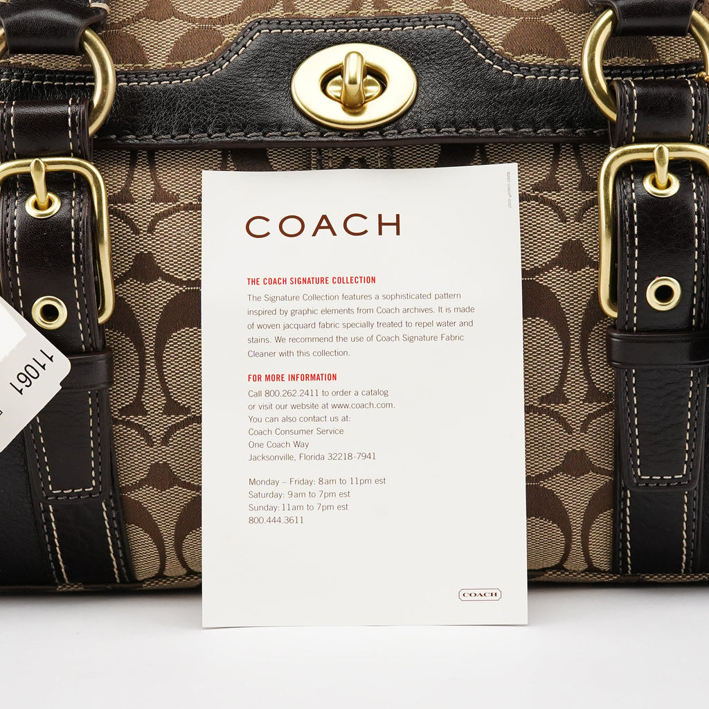 Beige Brown Signature Turnlock Tote Bag