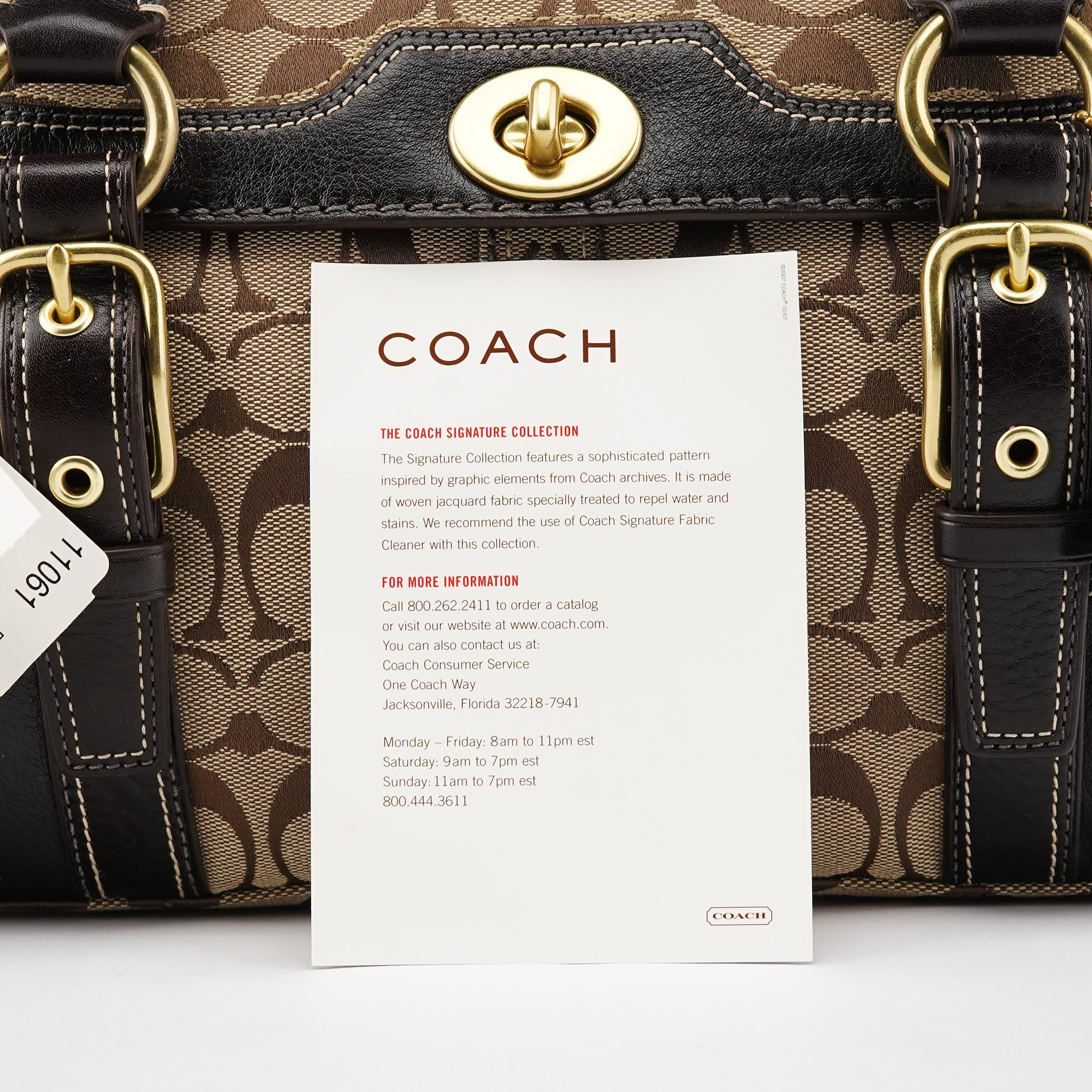Beige Brown Signature Turnlock Tote Bag