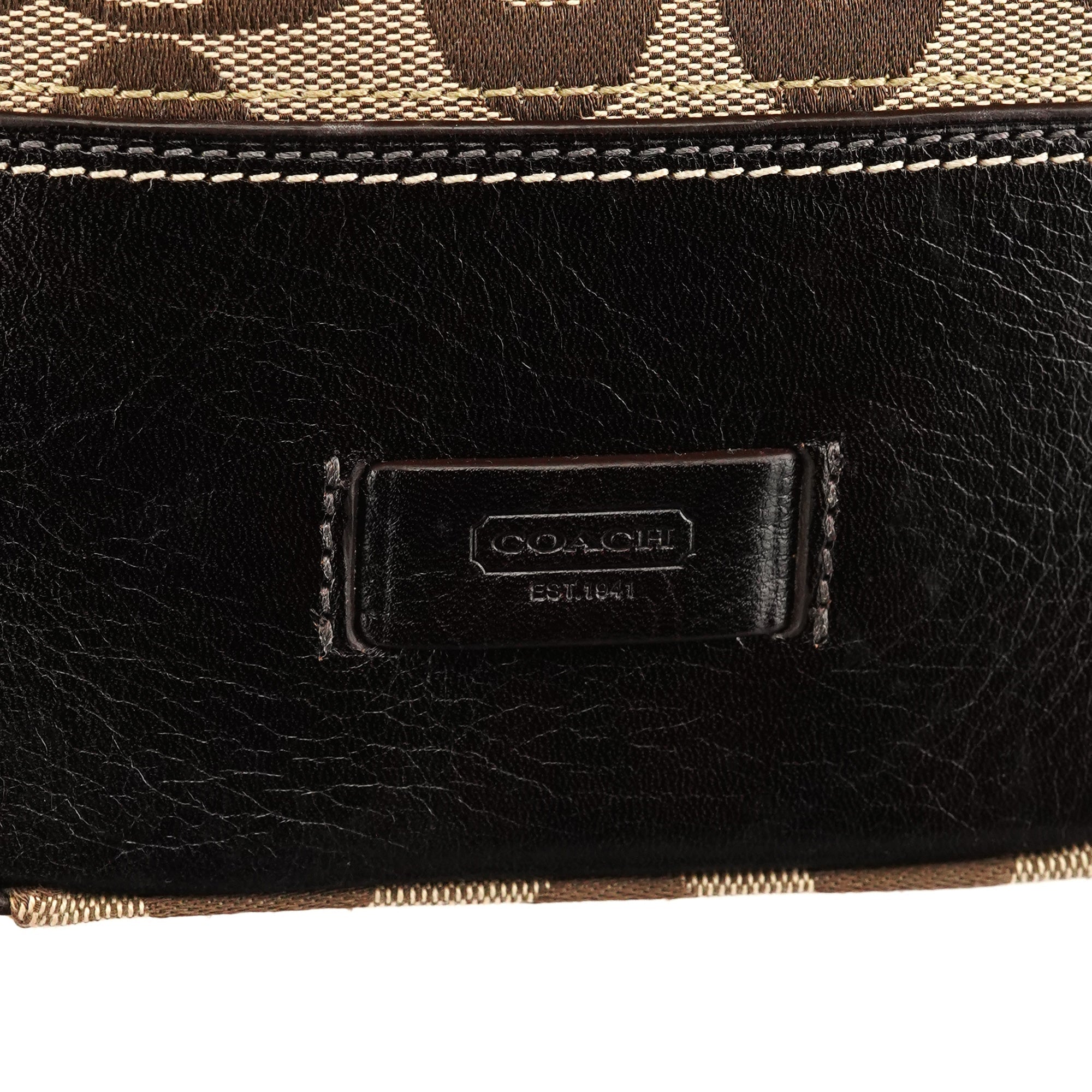 Beige Brown Signature Turnlock Tote Bag