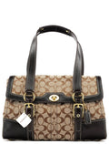 Beige Brown Signature Turnlock Tote Bag