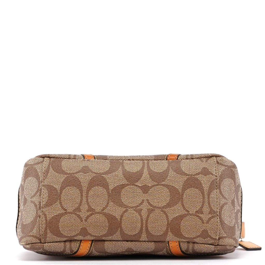 Beige Coated Canvas Signature C Mini Hobo Bag