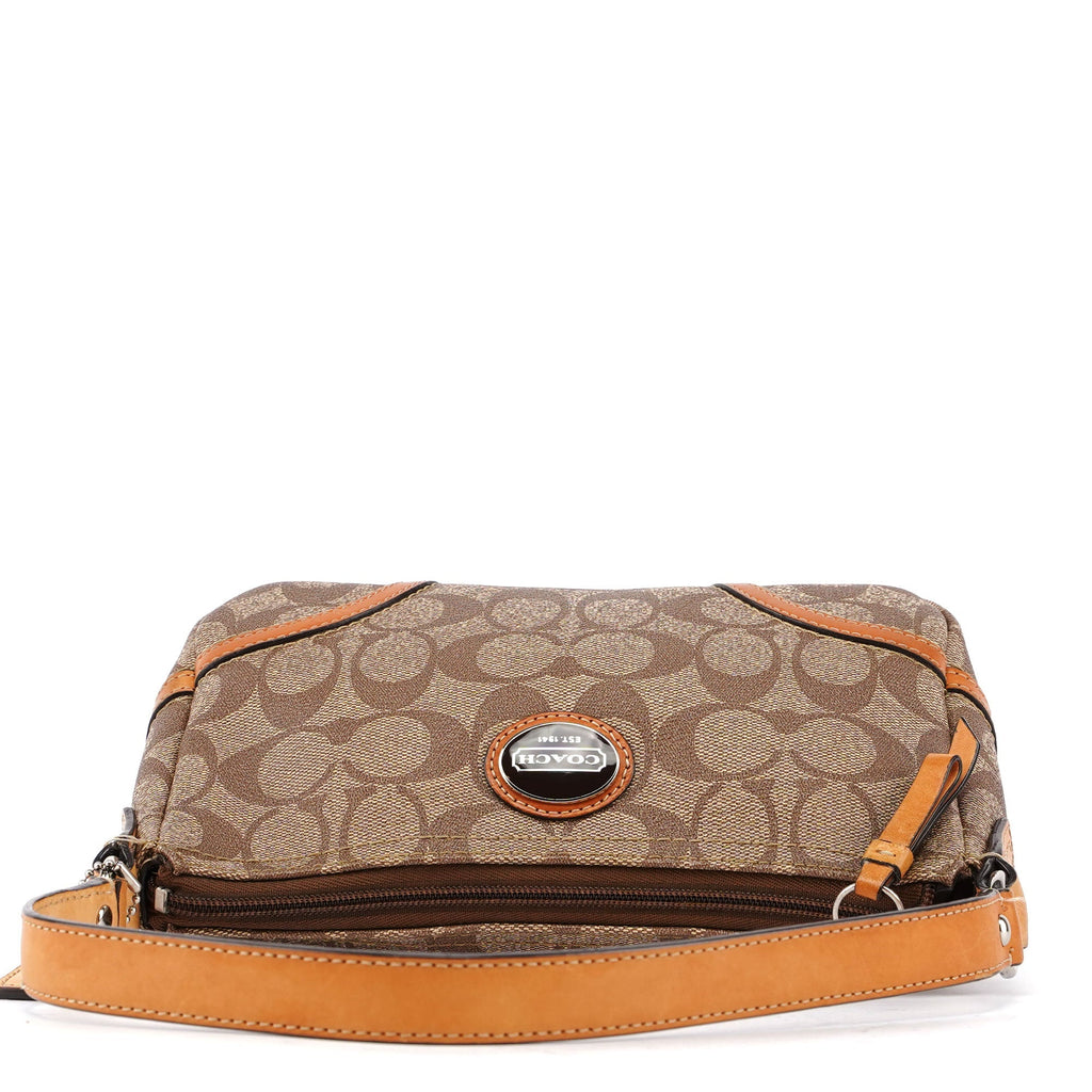 Beige Coated Canvas Signature C Mini Hobo Bag