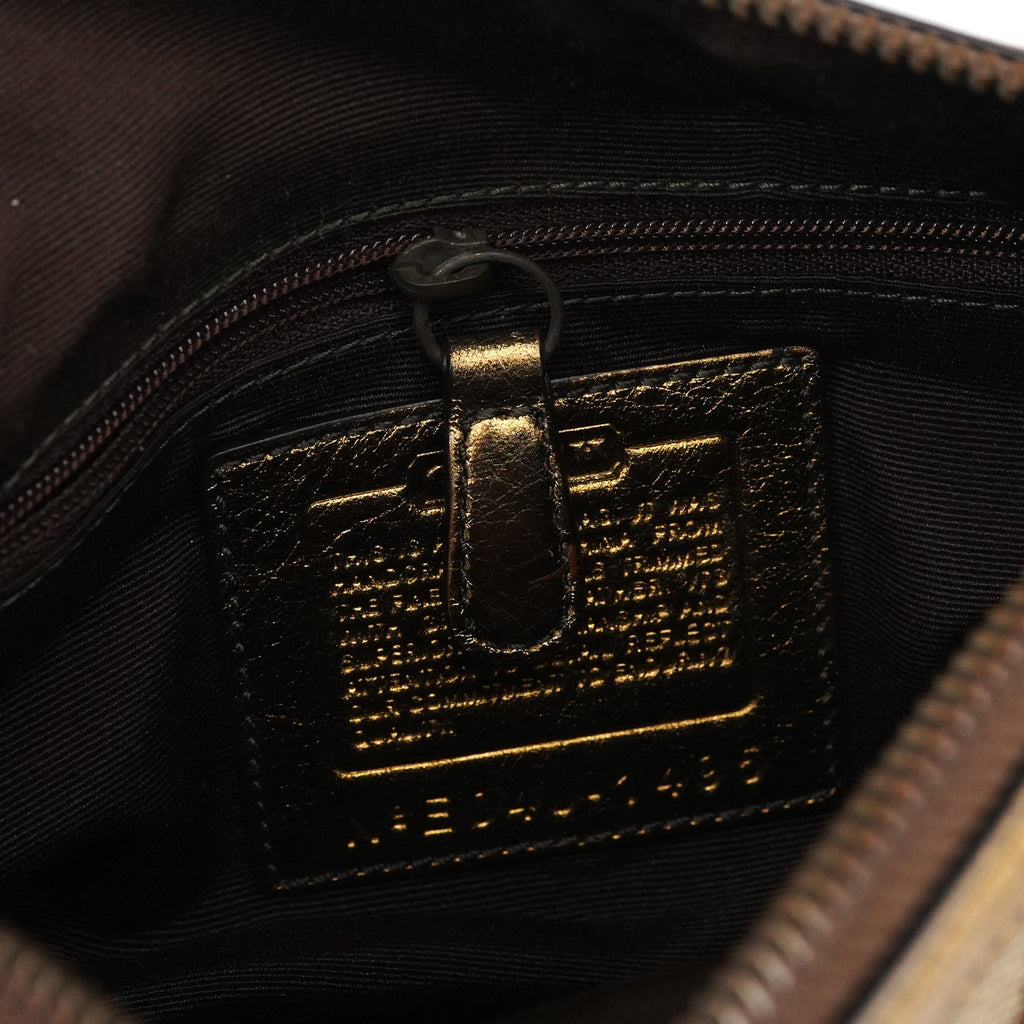 Beige Gold Leather Soho Shoulder Bag