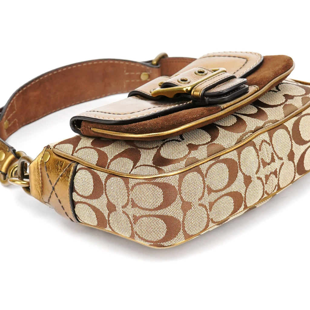 Beige Gold Leather Soho Shoulder Bag