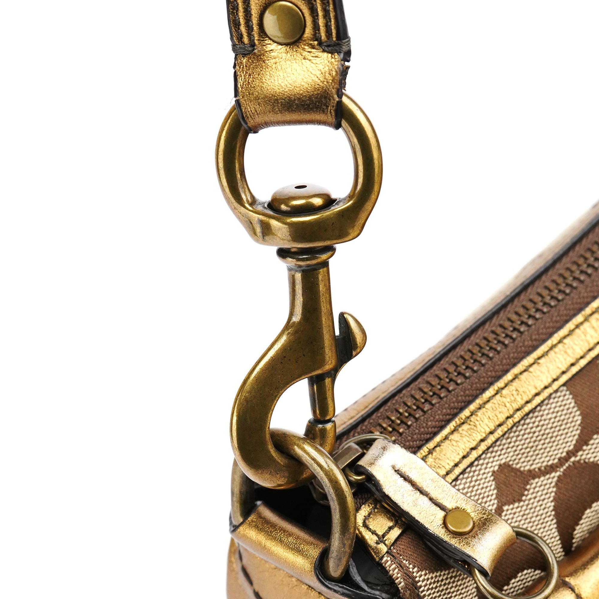 Beige Gold Leather Soho Shoulder Bag