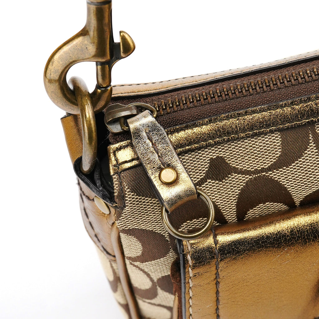 Beige Gold Leather Soho Shoulder Bag