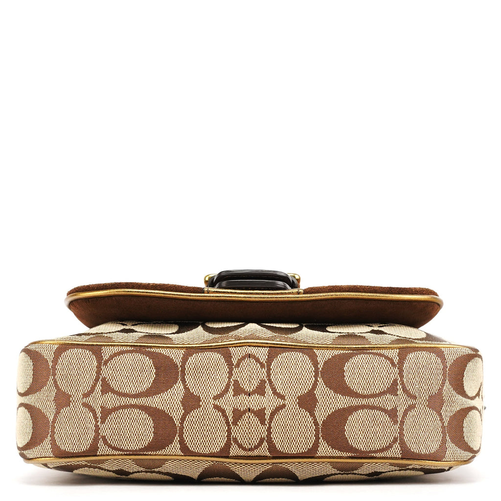 Beige Gold Leather Soho Shoulder Bag