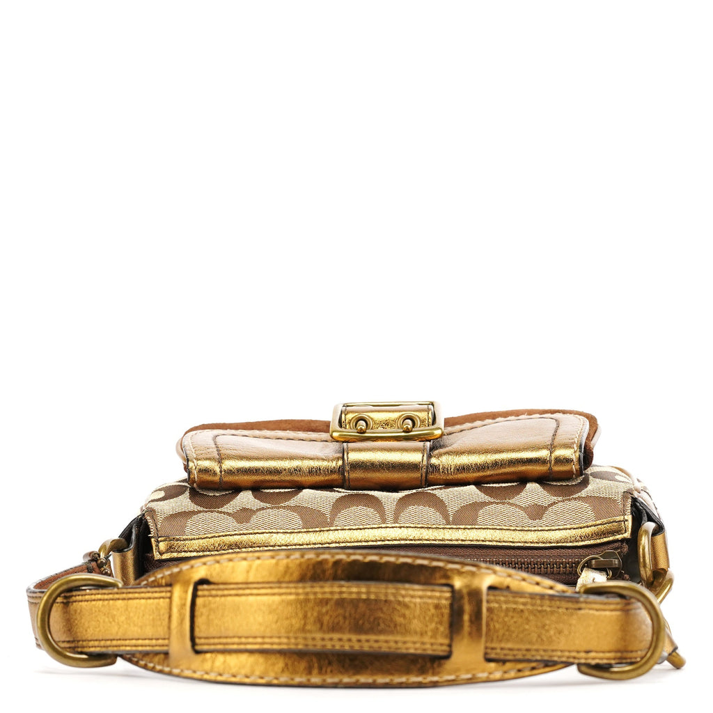 Beige Gold Leather Soho Shoulder Bag