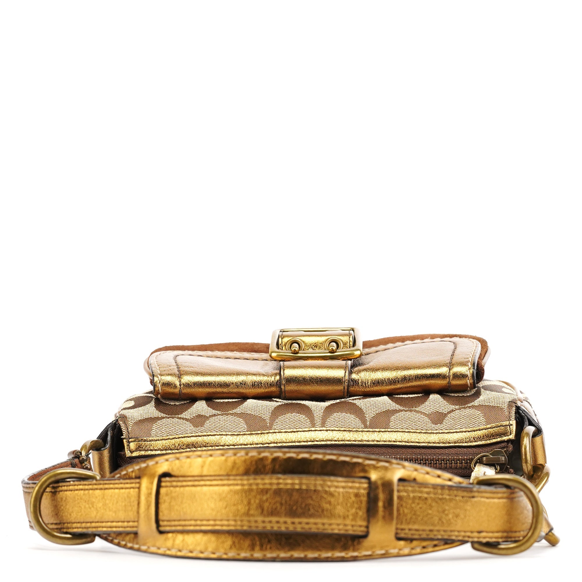 Beige Gold Leather Soho Shoulder Bag