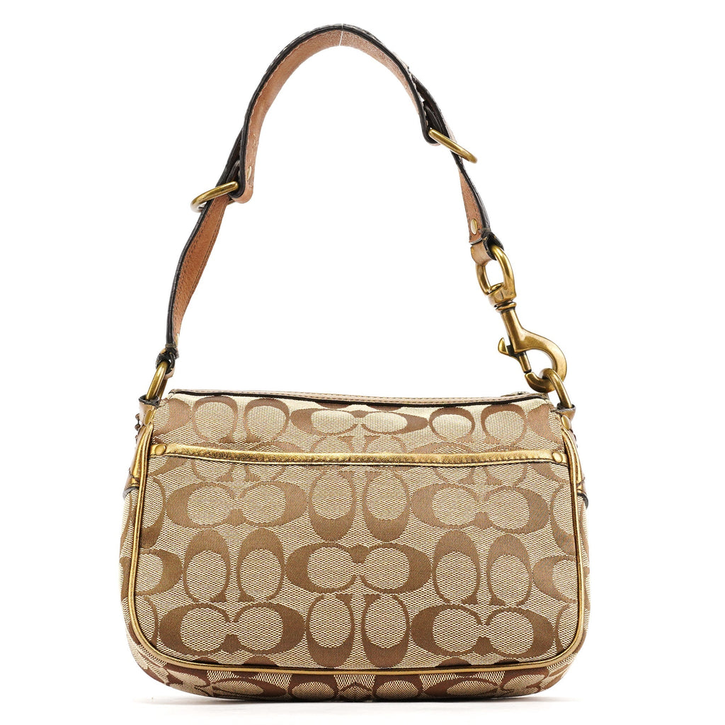 Beige Gold Leather Soho Shoulder Bag