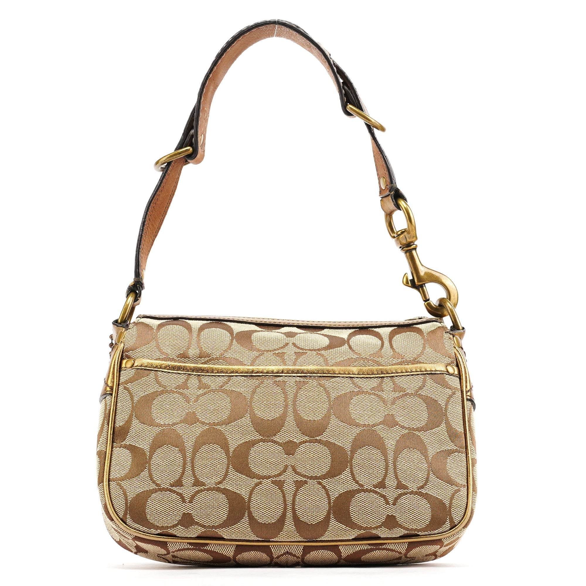 Beige Gold Leather Soho Shoulder Bag