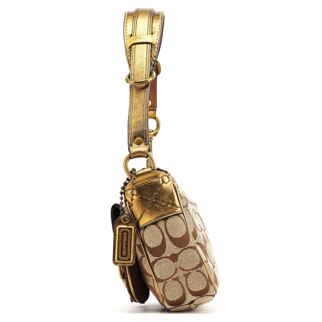 Beige Gold Leather Soho Shoulder Bag