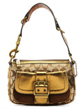 Beige Gold Leather Soho Shoulder Bag