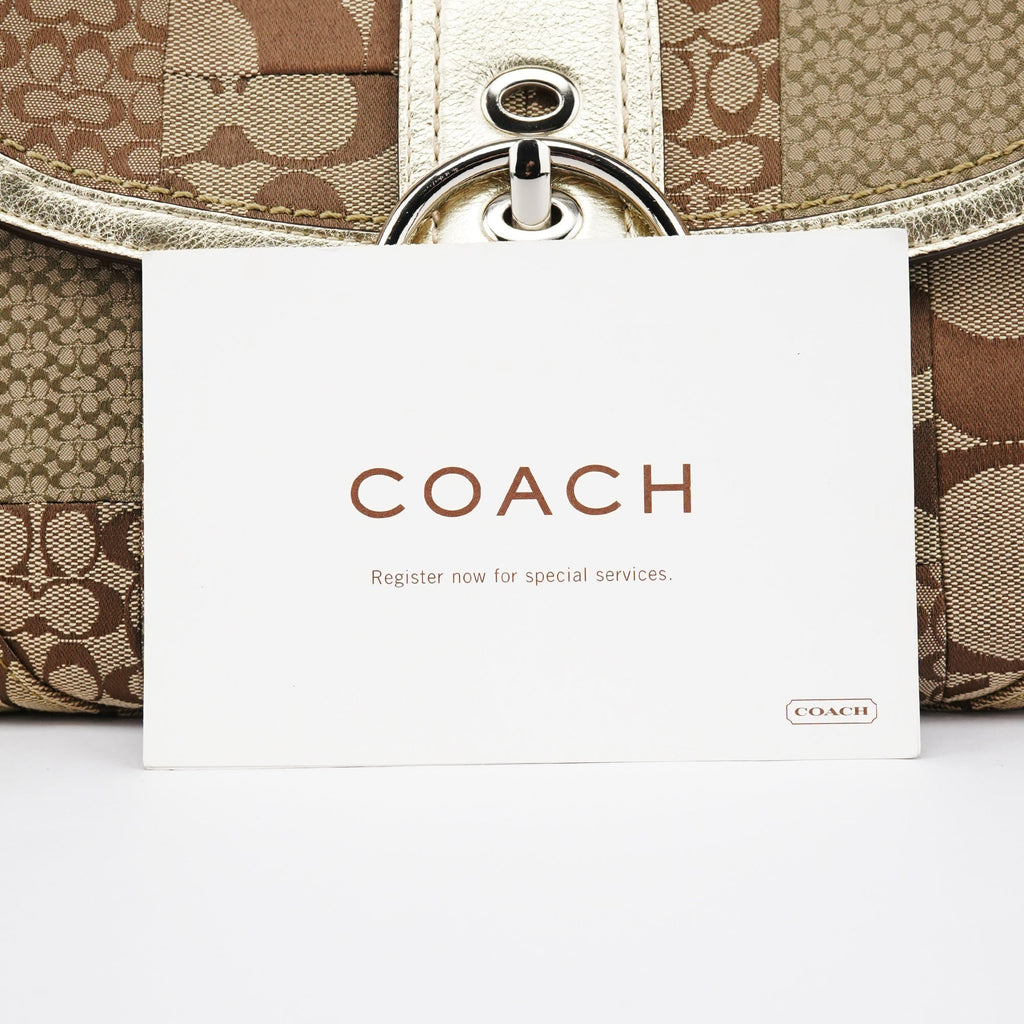 Beige Gold Patchwork Soho Shoulder Bag
