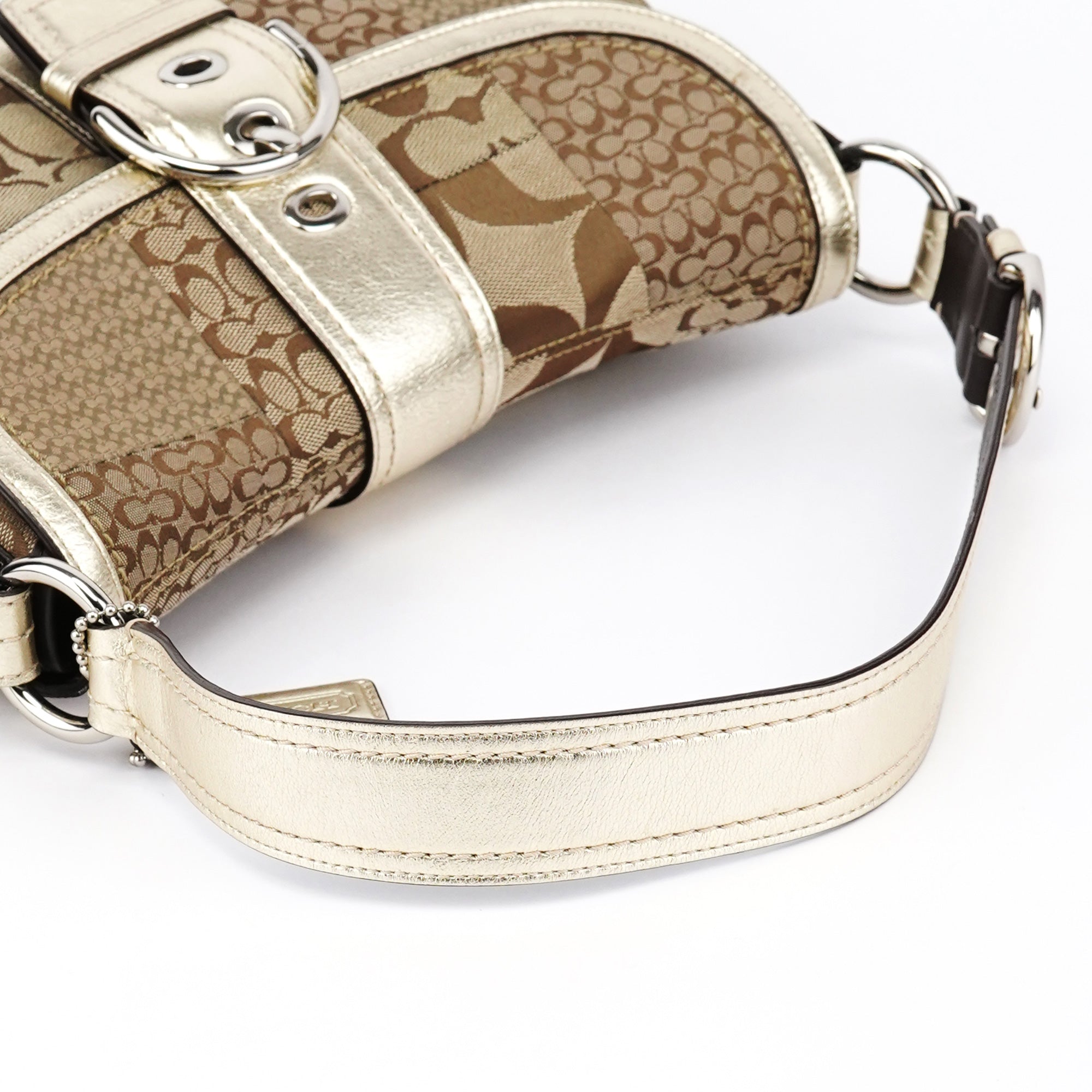 Beige Gold Patchwork Soho Shoulder Bag