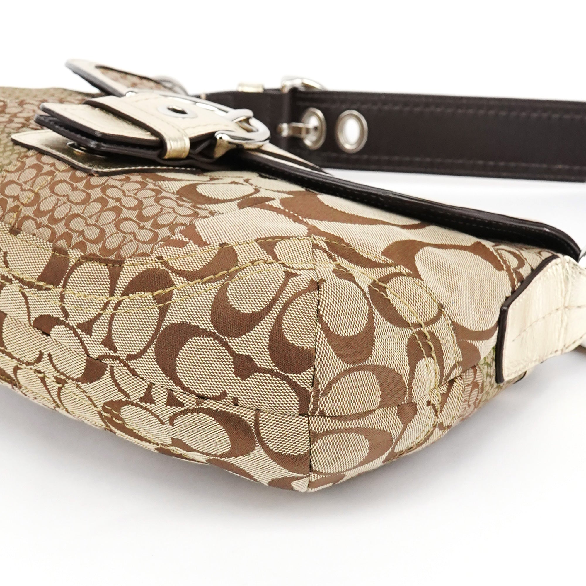 Beige Gold Patchwork Soho Shoulder Bag
