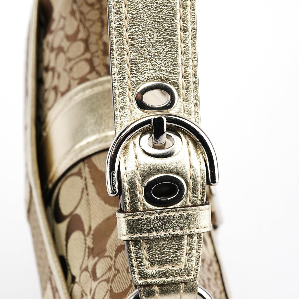 Beige Gold Patchwork Soho Shoulder Bag