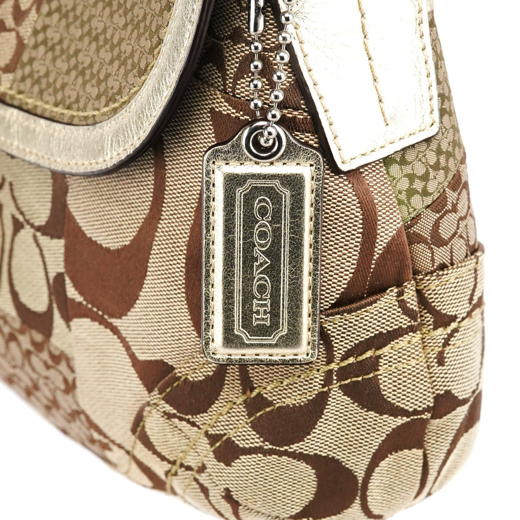 Beige Gold Patchwork Soho Shoulder Bag