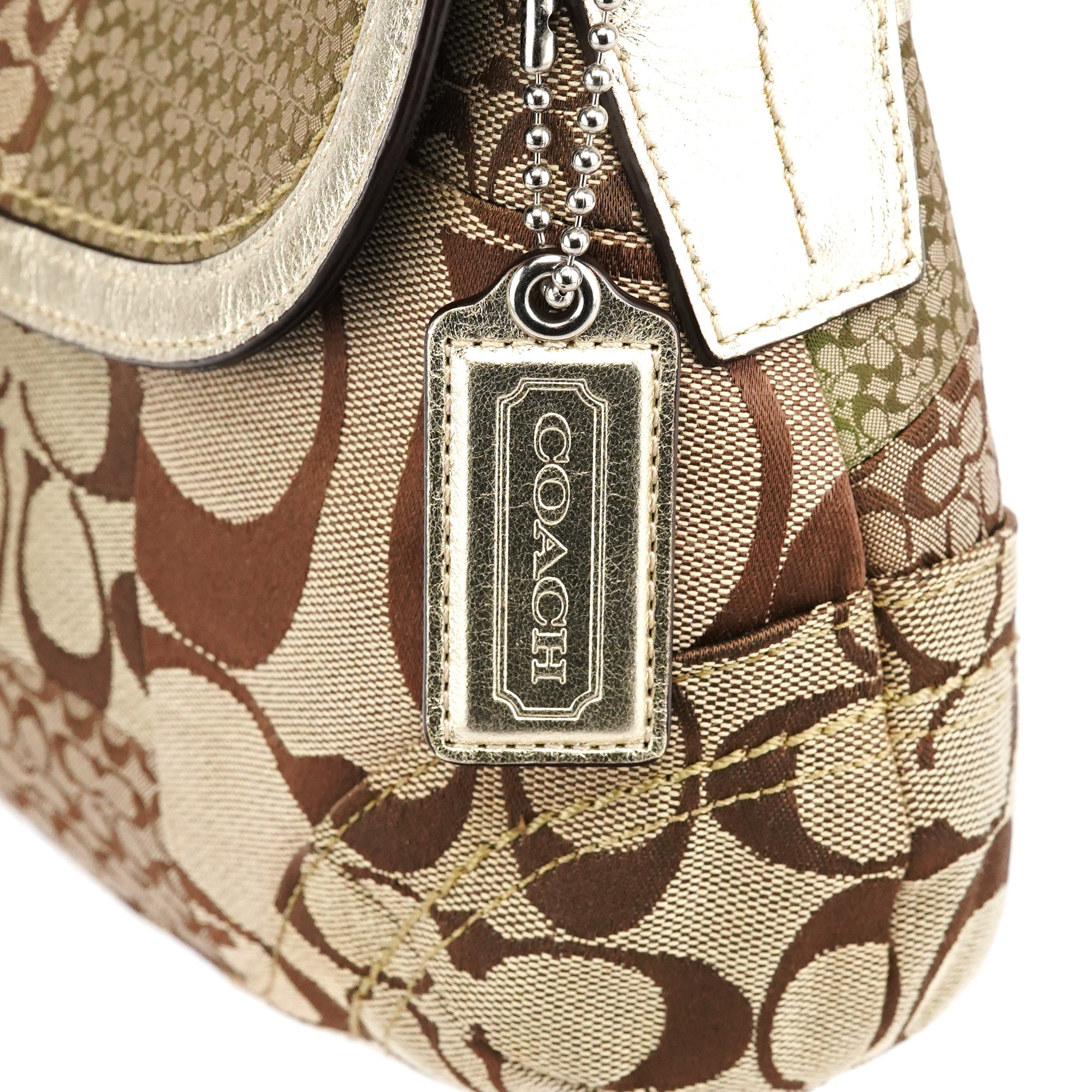 Beige Gold Patchwork Soho Shoulder Bag