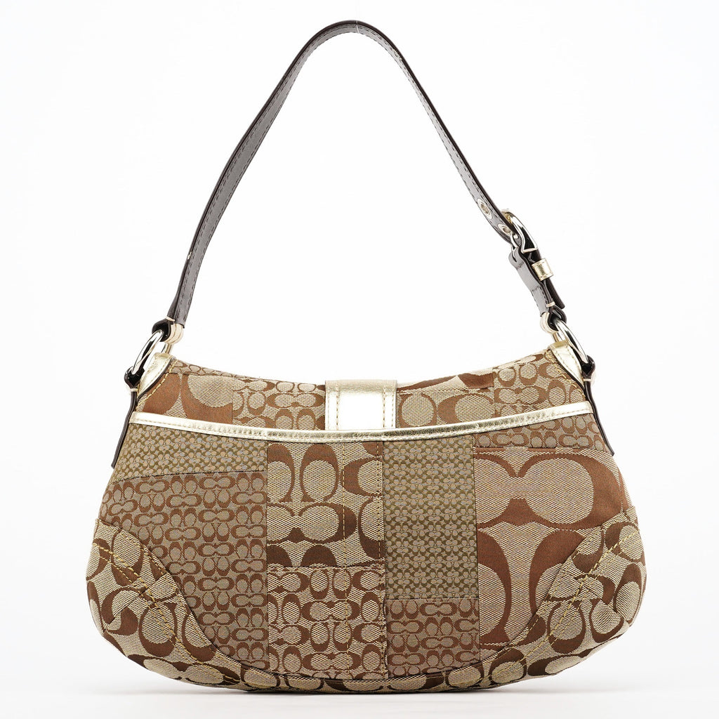Beige Gold Patchwork Soho Shoulder Bag