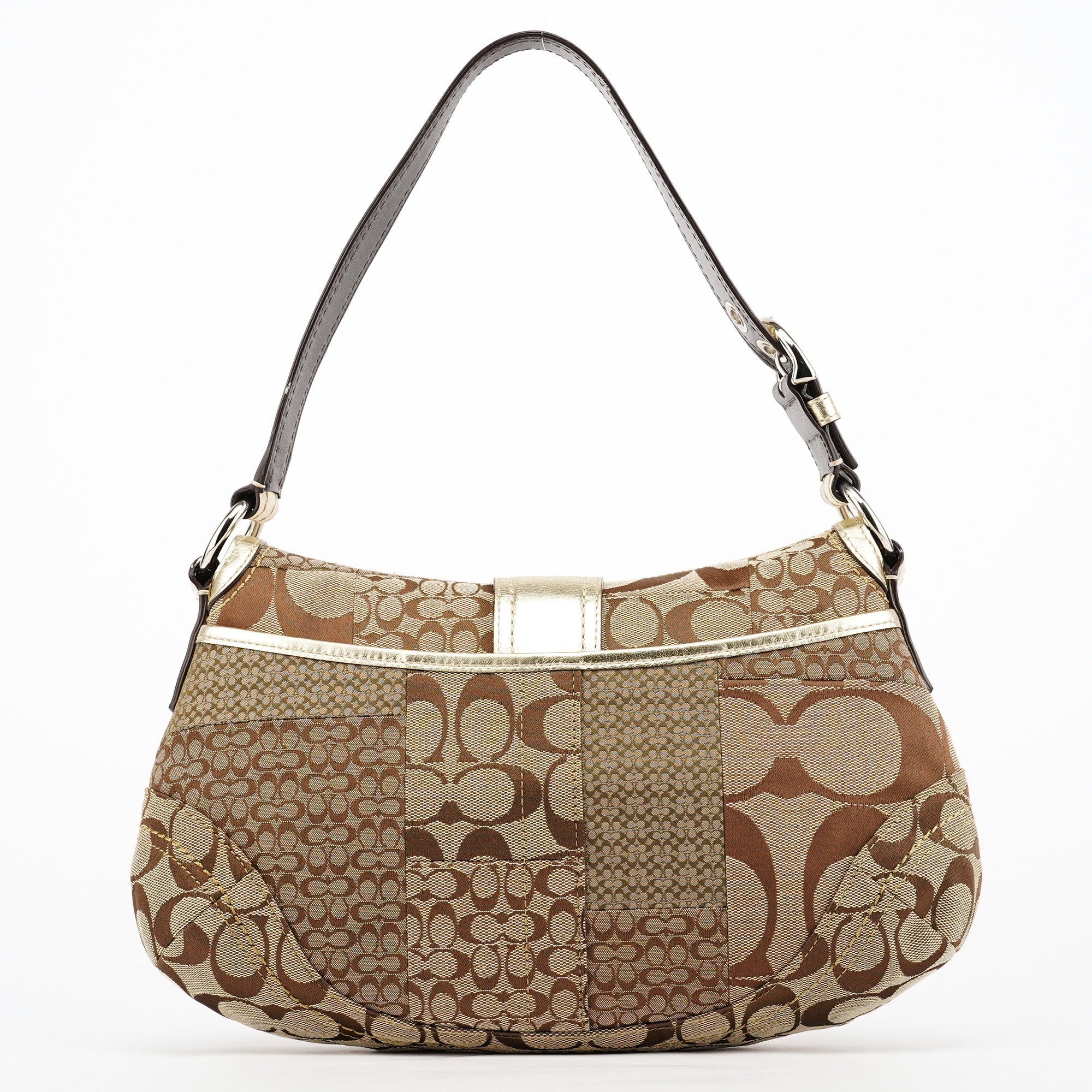 Beige Gold Patchwork Soho Shoulder Bag