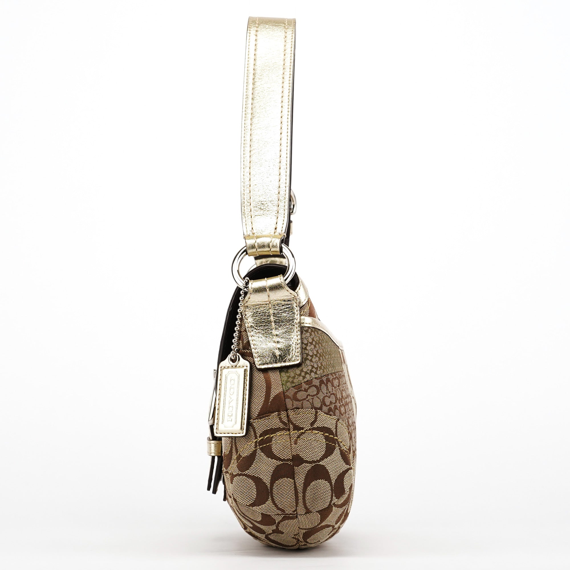 Beige Gold Patchwork Soho Shoulder Bag