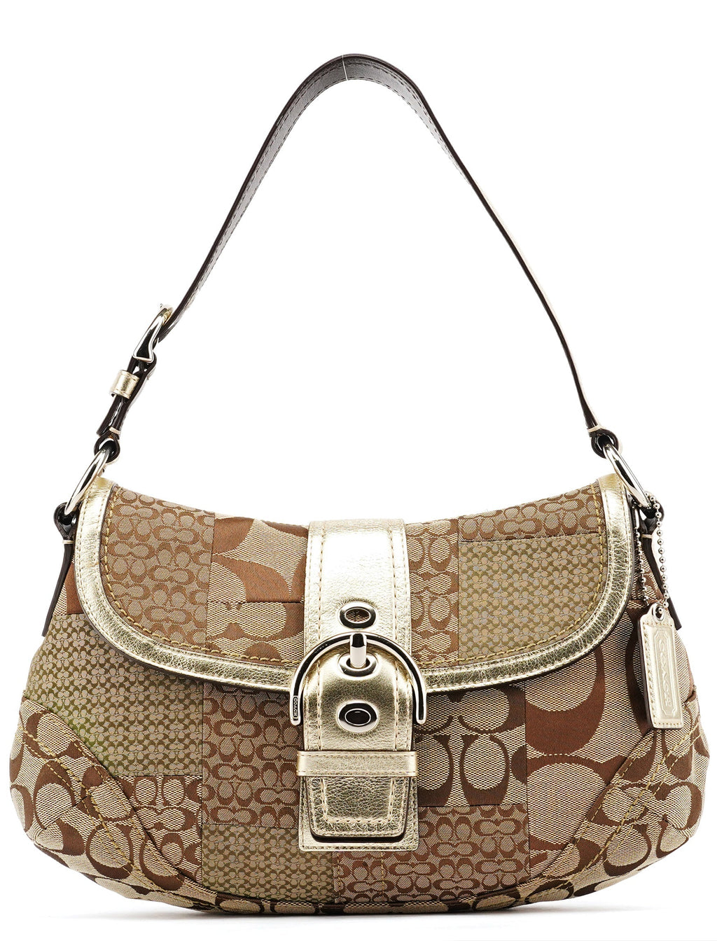 Beige Gold Patchwork Soho Shoulder Bag