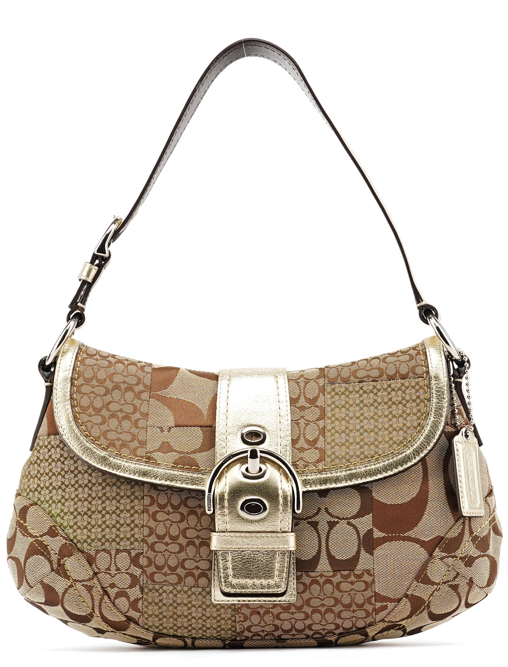 Beige Gold Patchwork Soho Shoulder Bag
