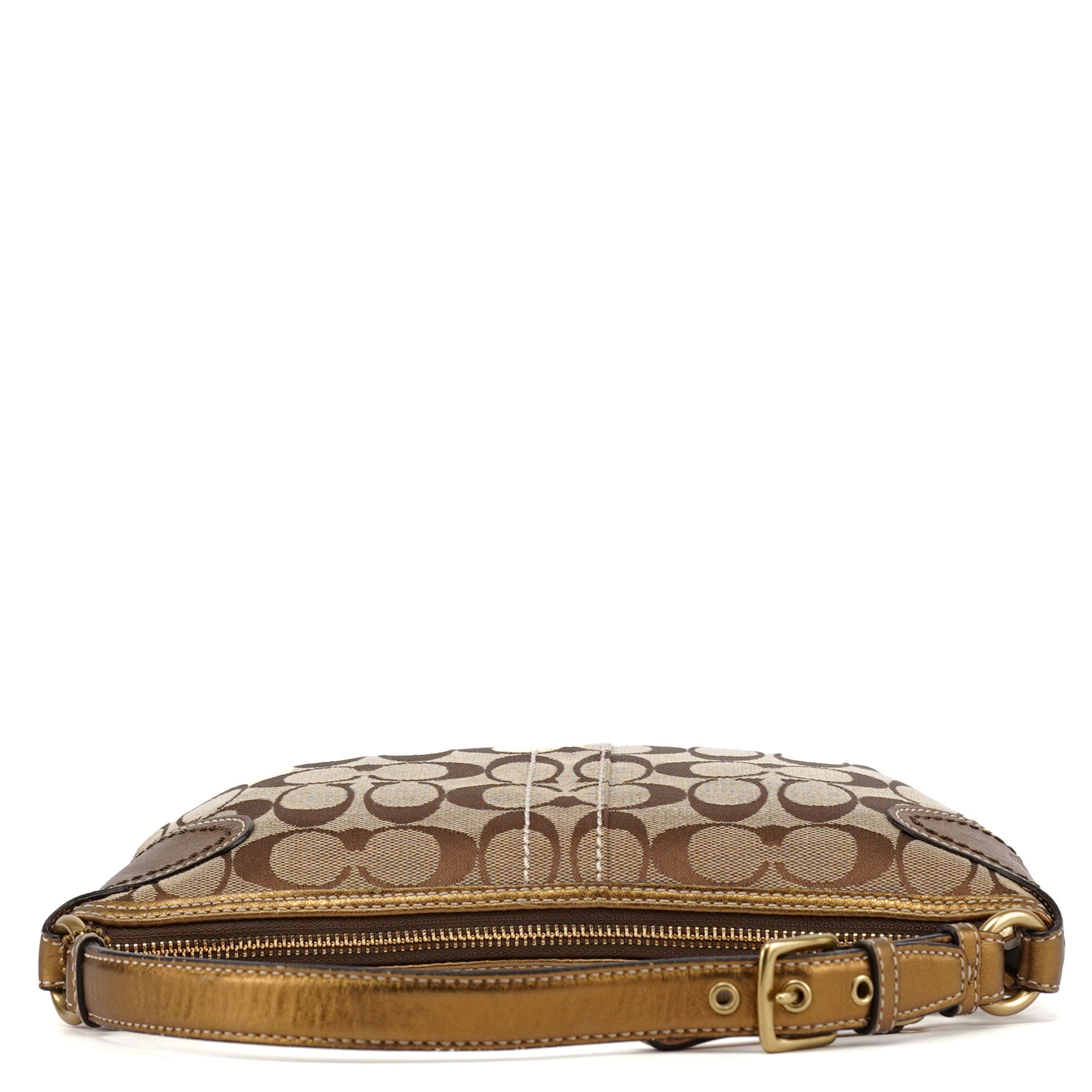 Beige Gold Signature C Mini Hobo Bag
