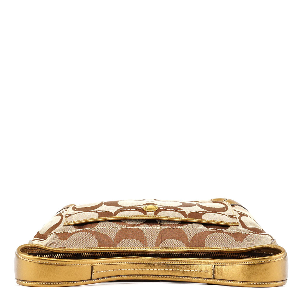 Beige Gold Signature Shoulder Bag