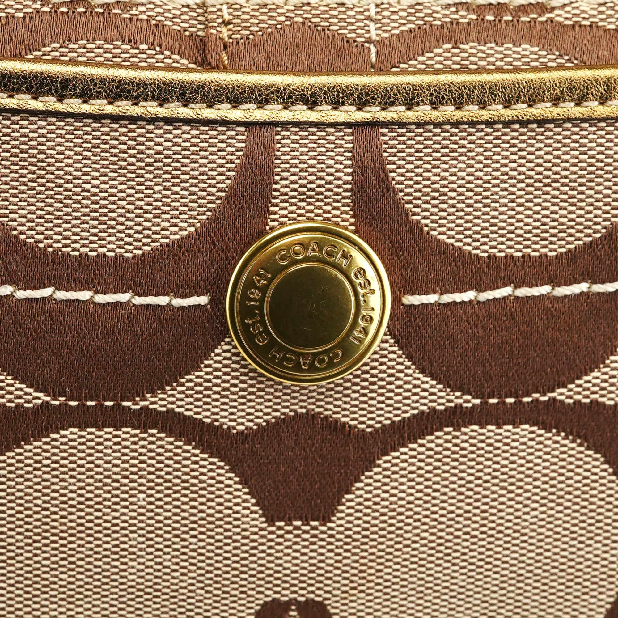 Beige Gold Signature Shoulder Bag