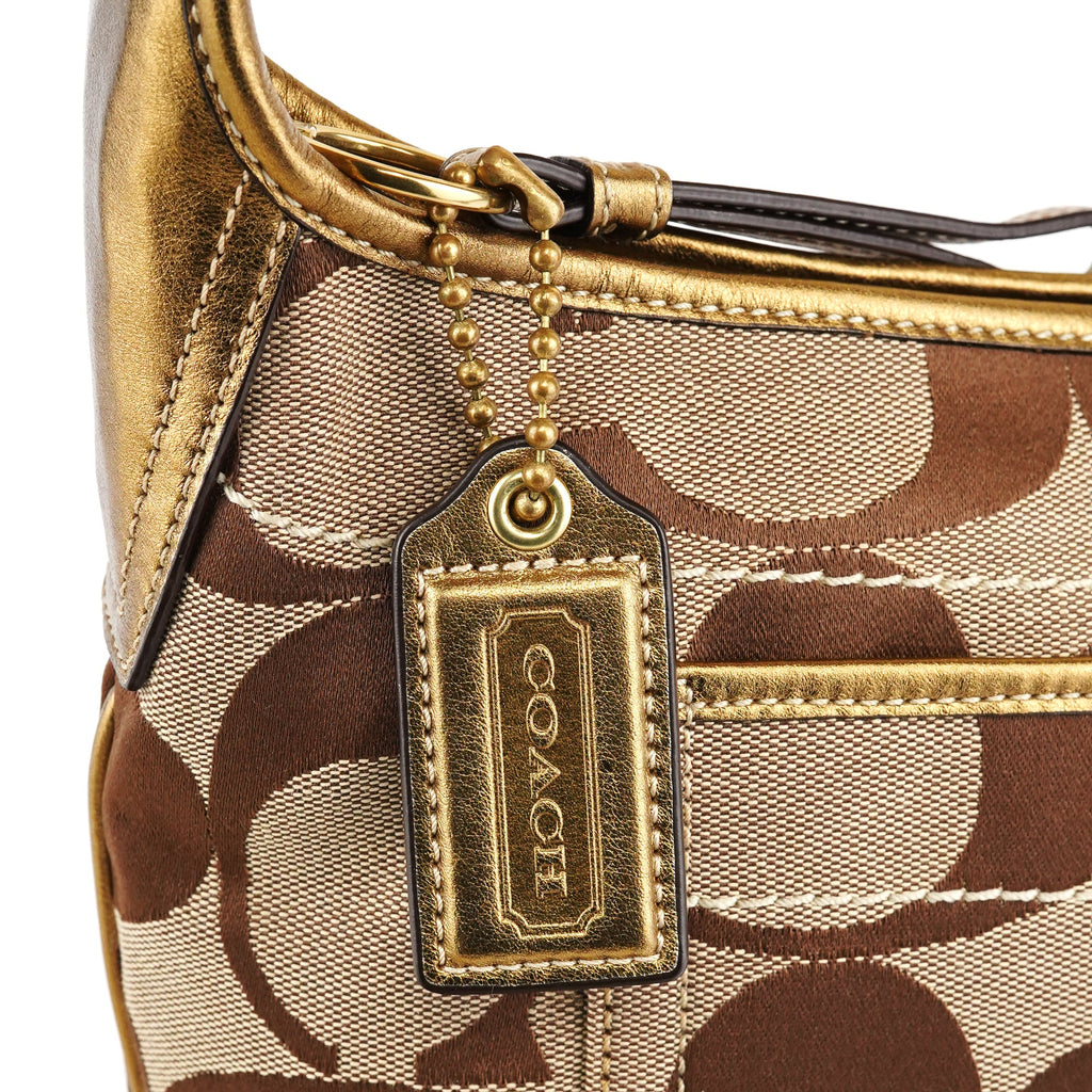 Beige Gold Signature Shoulder Bag