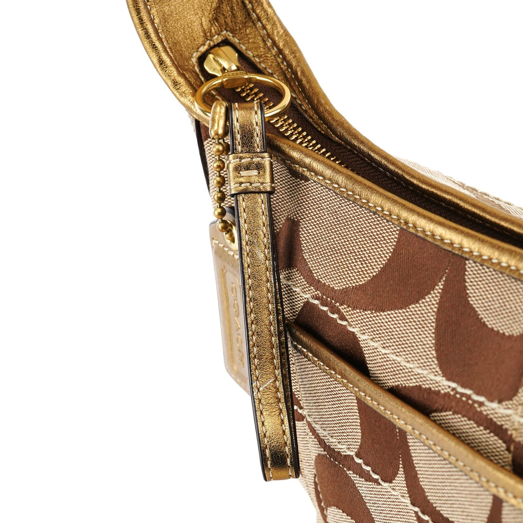 Beige Gold Signature Shoulder Bag