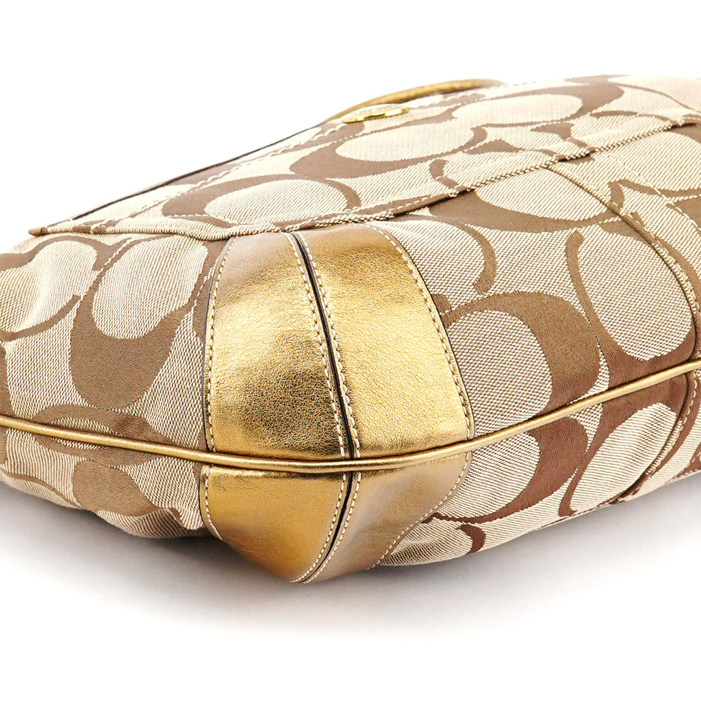 Beige Gold Signature Shoulder Bag