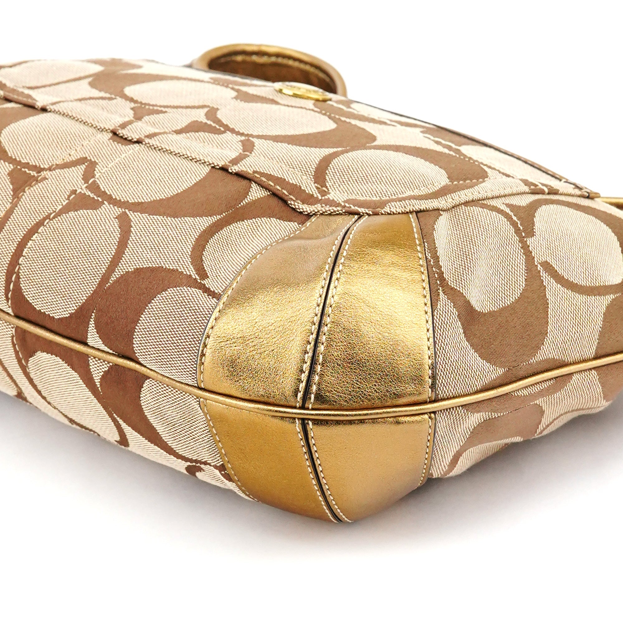 Beige Gold Signature Shoulder Bag