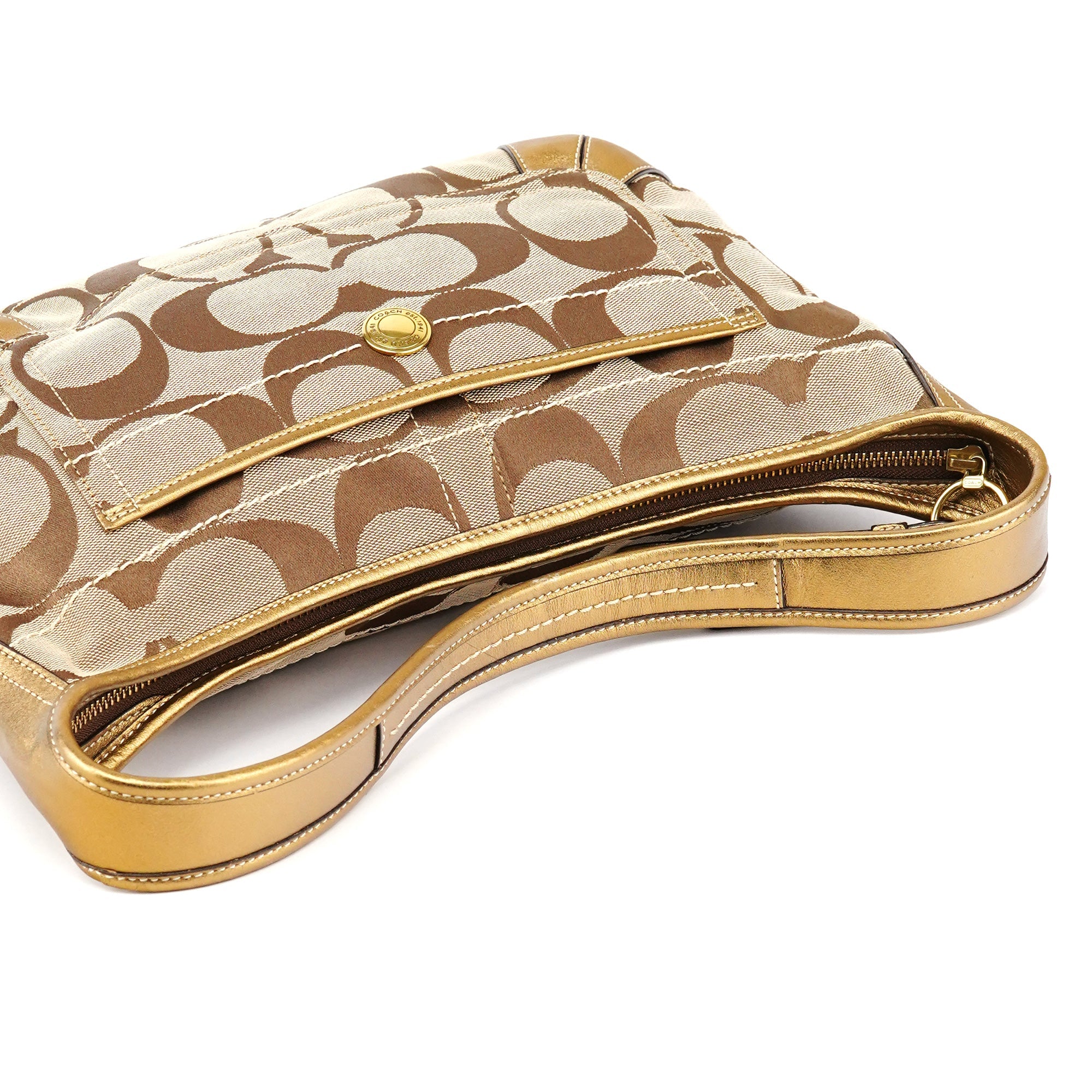 Beige Gold Signature Shoulder Bag