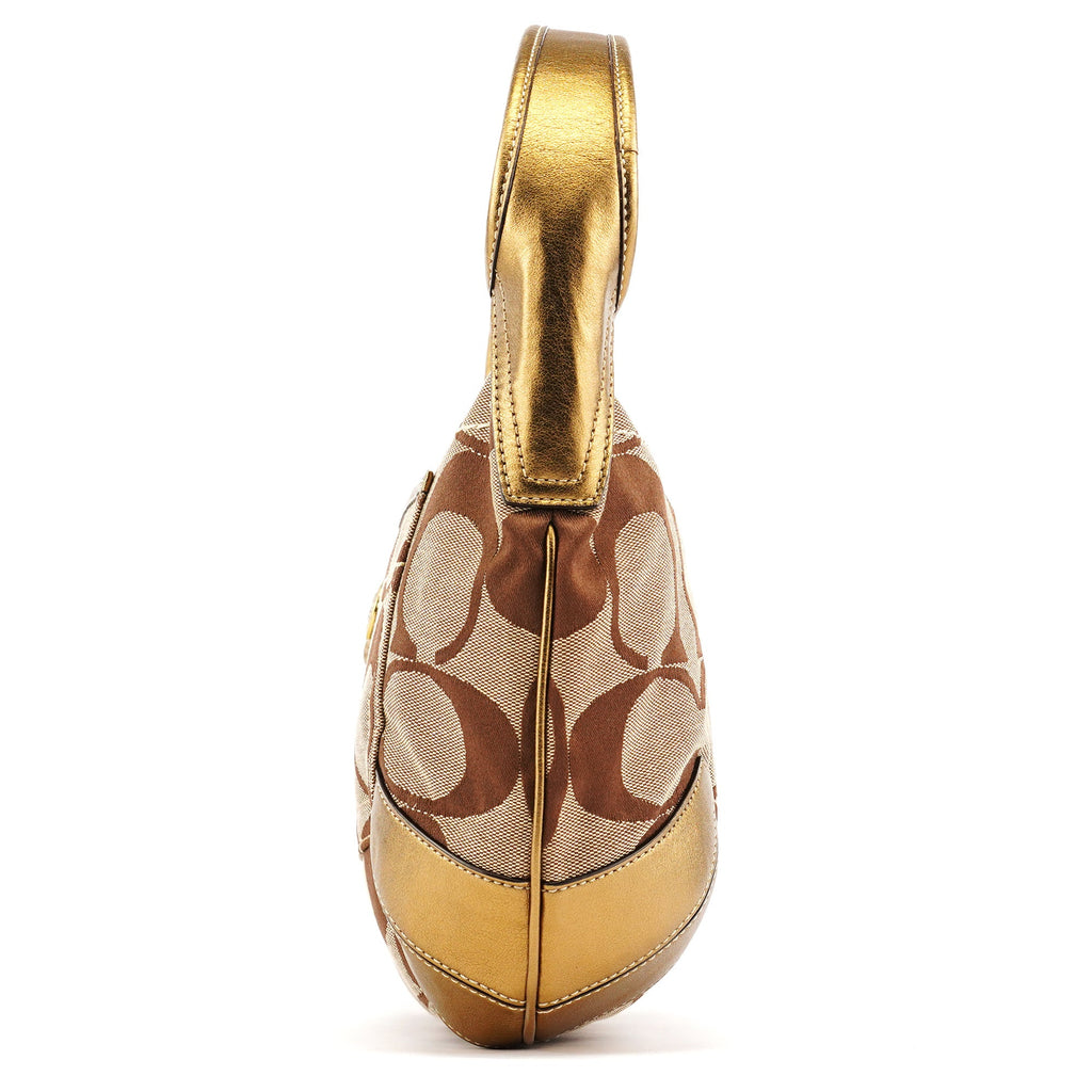 Beige Gold Signature Shoulder Bag