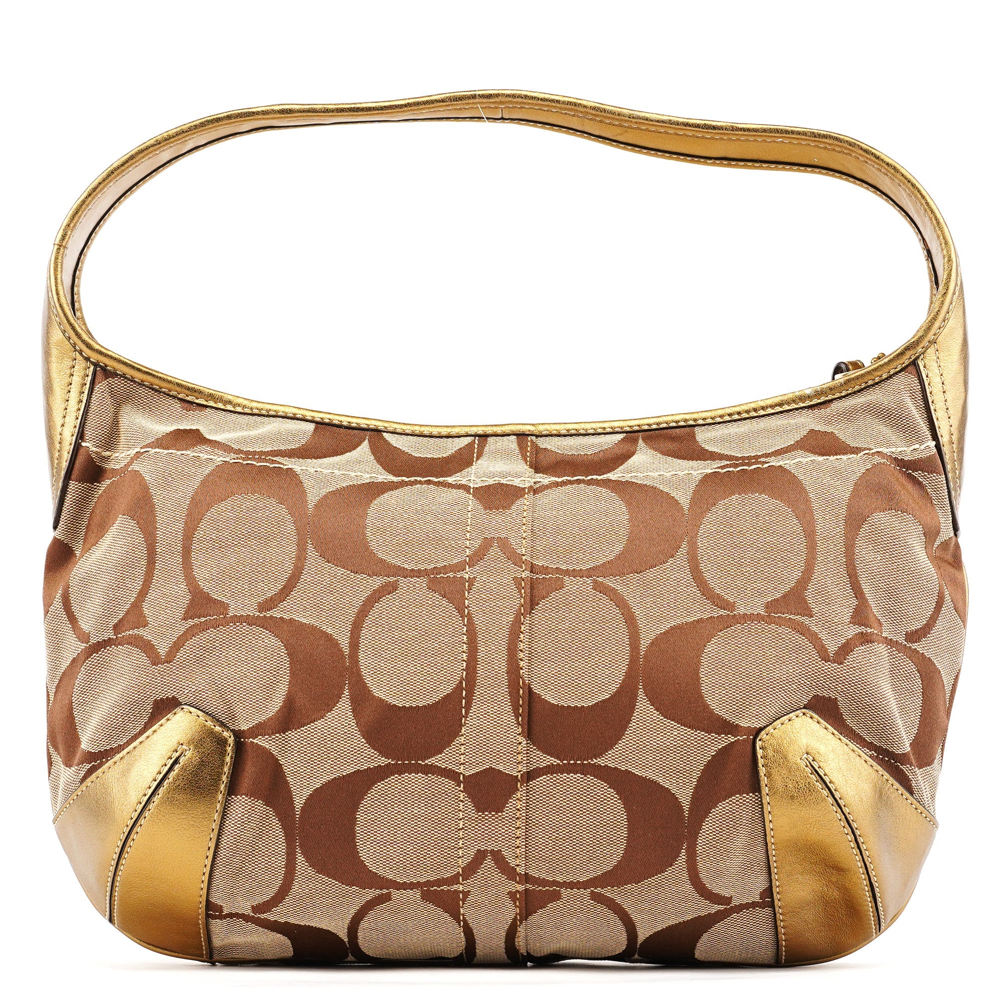 Beige Gold Signature Shoulder Bag