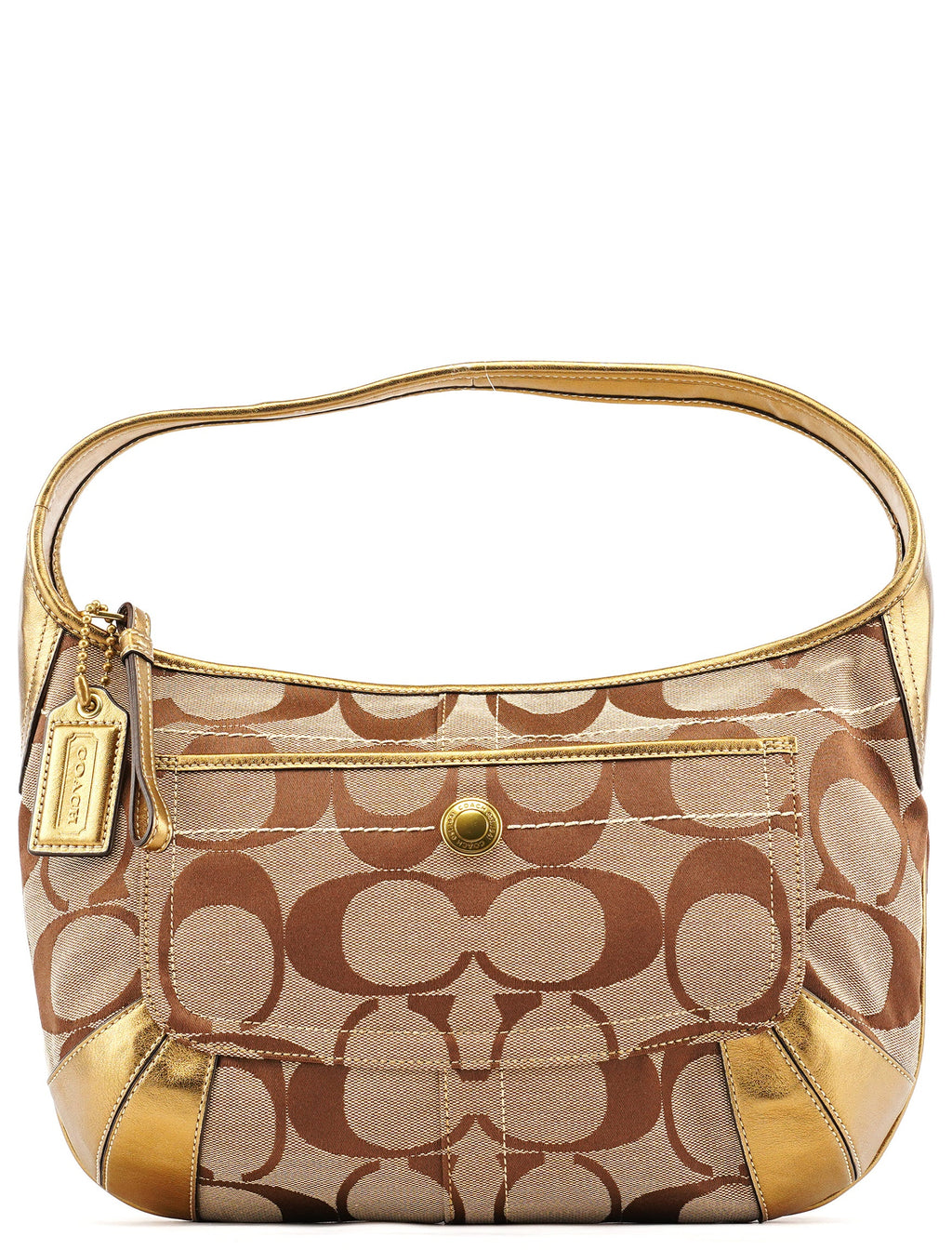 Beige Gold Signature Shoulder Bag