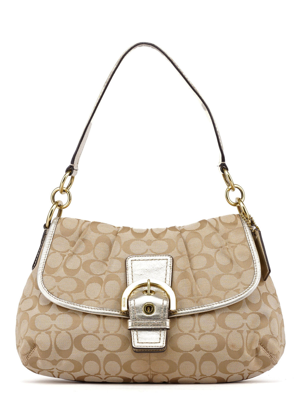 Beige Patchwork Signature C Soho Shoulder Bag