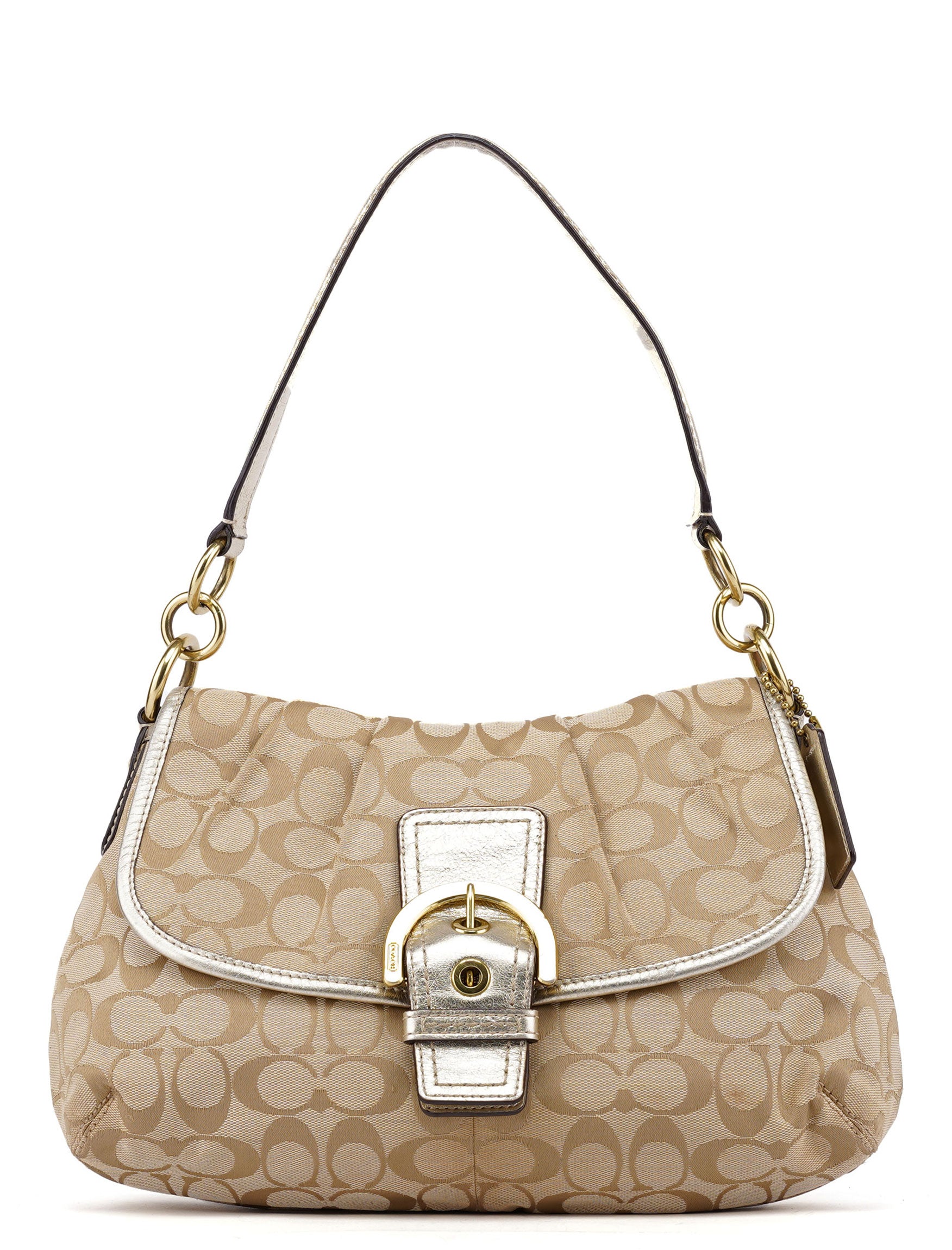 Beige Patchwork Signature C Soho Shoulder Bag
